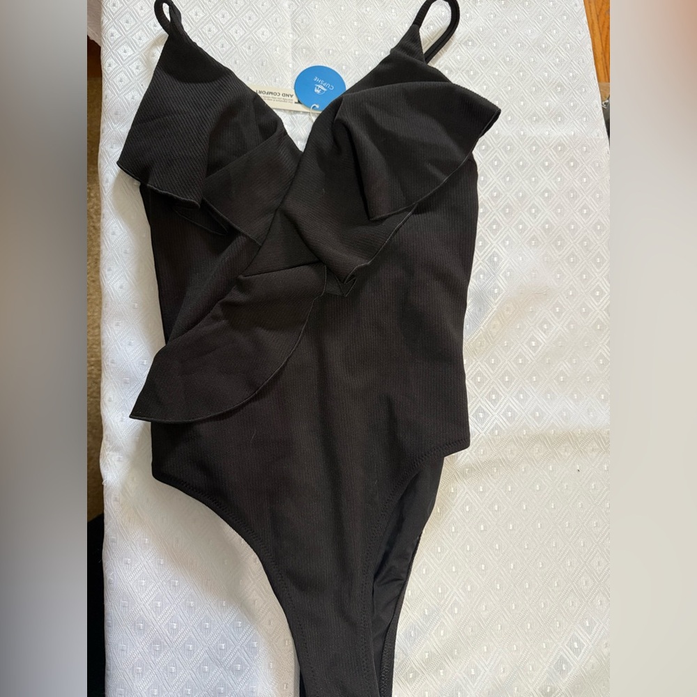 Black Ruffled Swimsuit